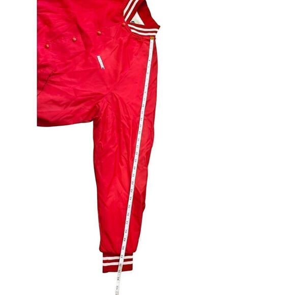Vintage 80's/90's Made in USA XL fleece lined jacket soft shell Red white snap - Picture 7 of 9